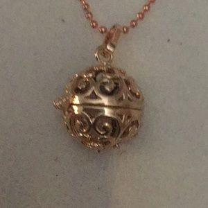 Rose gold charm necklace with two pearls